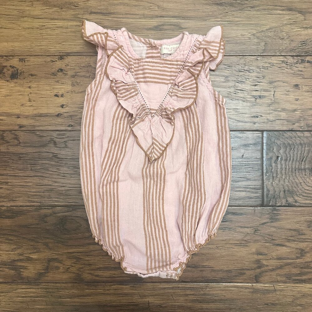 Pink Chicken Marly Bubble Romper in Striped Pattern